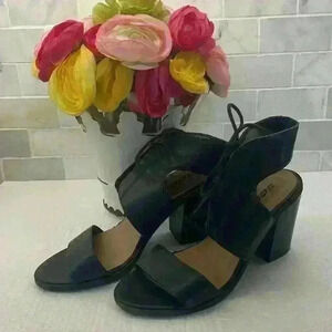 Soda Black lace up block heels, Size 7, man made materials